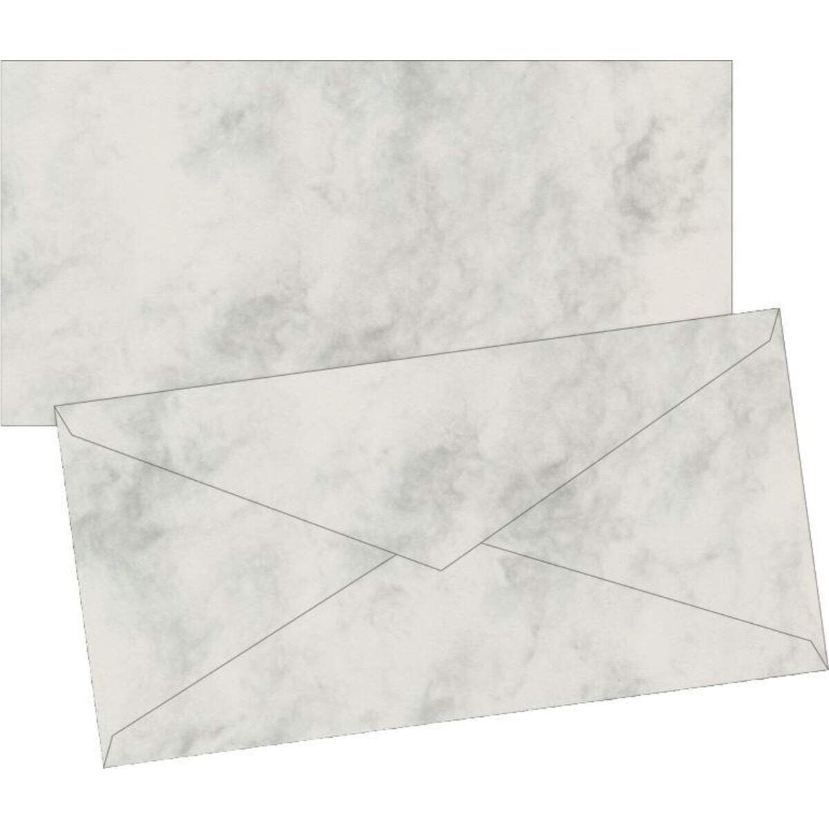 BRUNNEN Briefumschläge DIN lang marmor, 10 Stück