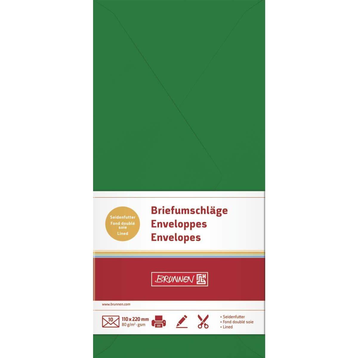 BRUNNEN Briefumschläge, dunkelgrün, 80g/m², DIN lang, 10 Hüllen
