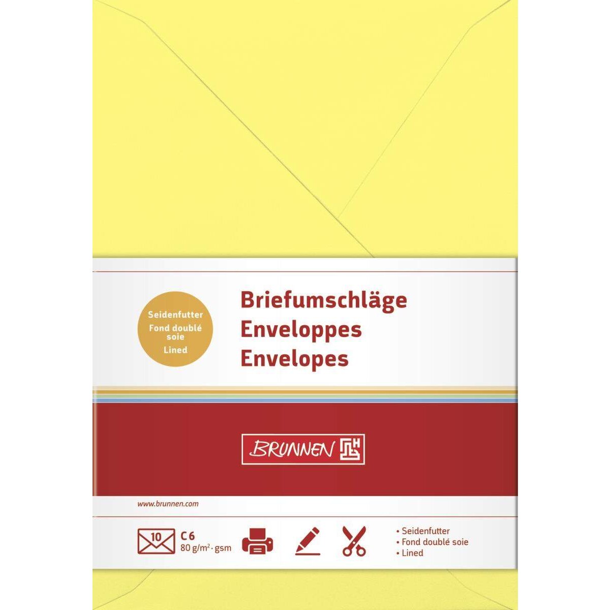 BRUNNEN Briefumschläge, gelb, 80g/m², C6, 10 Hüllen