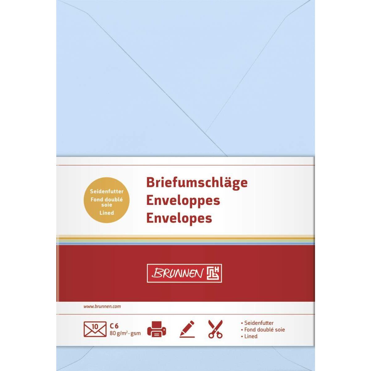 BRUNNEN Briefumschläge, hellblau, 80g/m², C6, 10 Hüllen