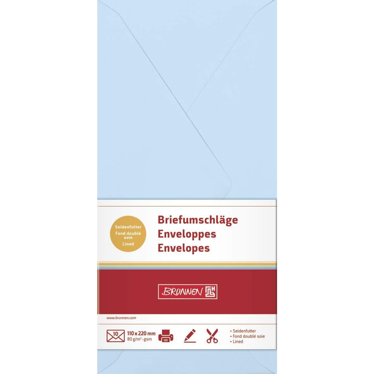 BRUNNEN Briefumschläge, hellblau, 80g/m², DIN lang, 10 Hüllen