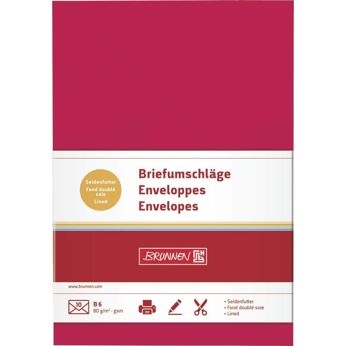 BRUNNEN Briefumschläge, mittelrot, 80g/m², B6, 10 Hüllen