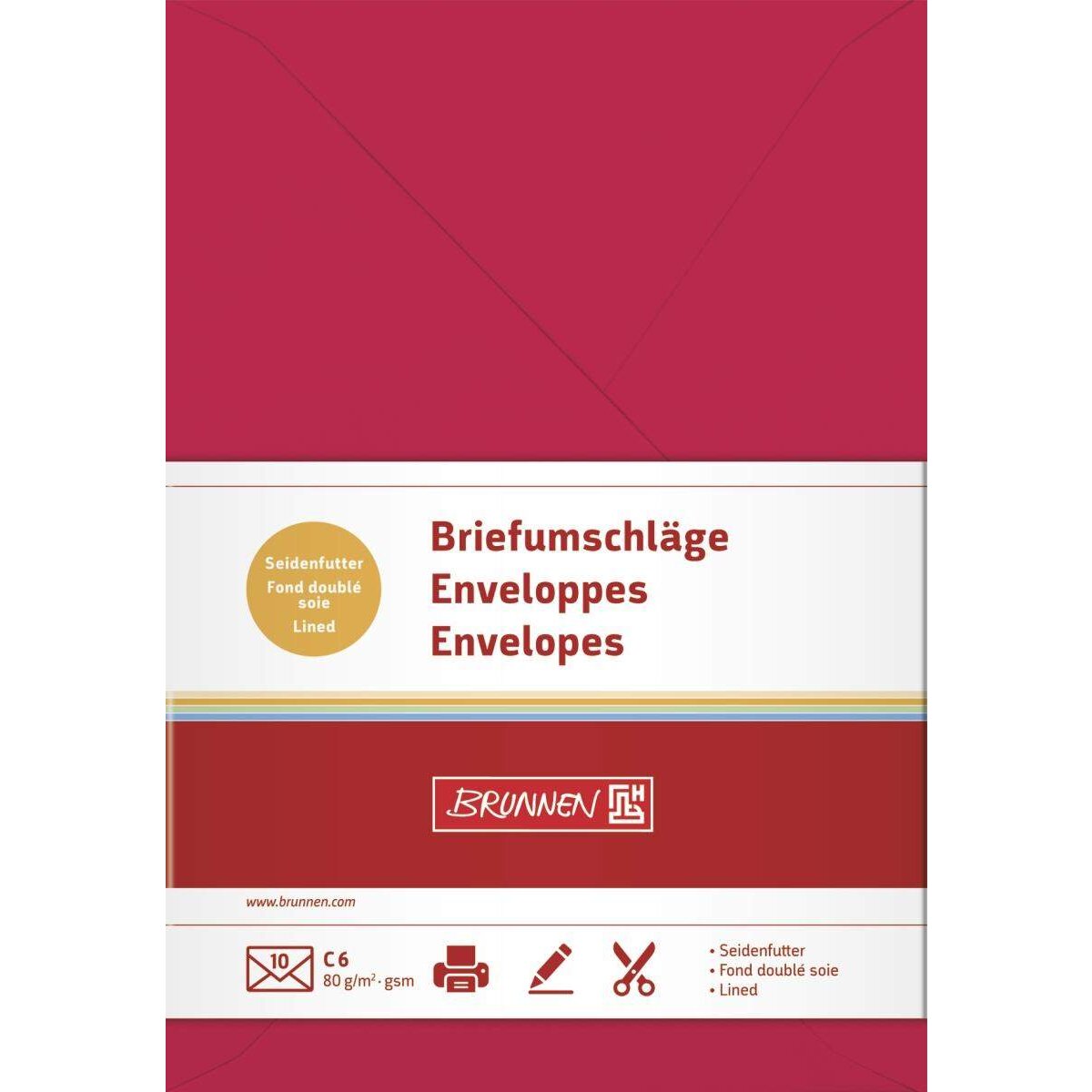 BRUNNEN Briefumschläge, mittelrot, 80g/m², C6, 10 Hüllen