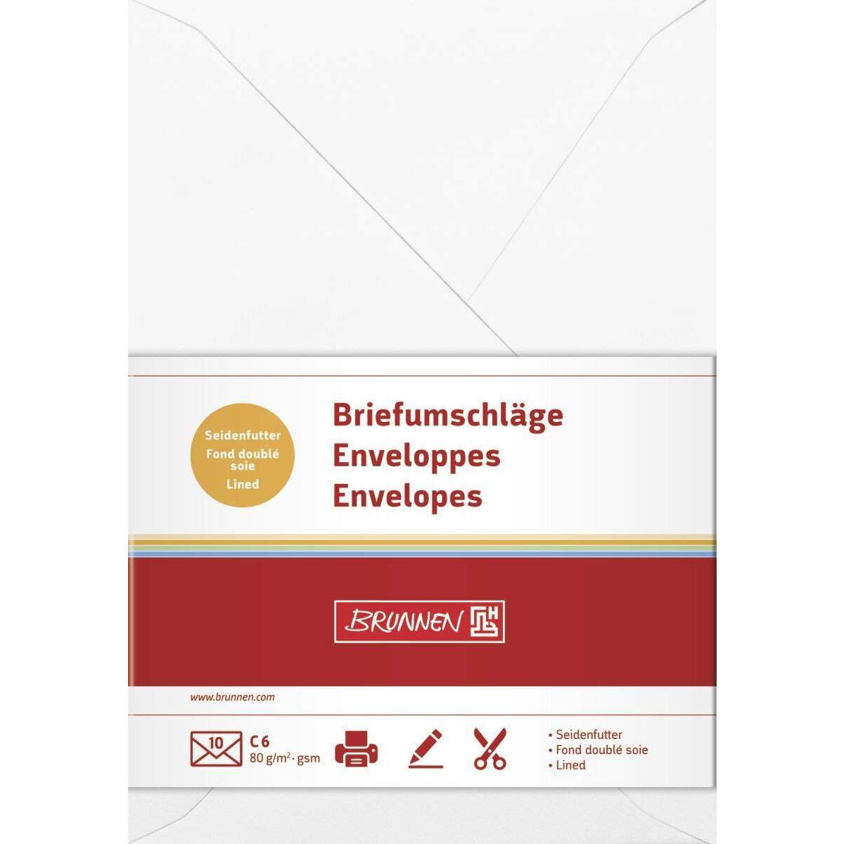 BRUNNEN Briefumschläge, weiß, 80g/m², C6, 10 Hüllen
