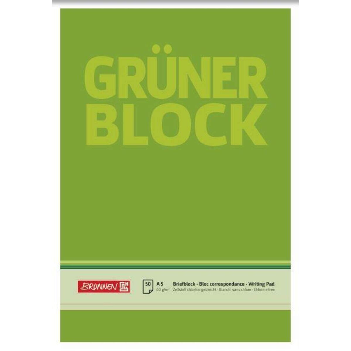 BRUNNEN Der grüne Block A5, blanko, 50 Blatt