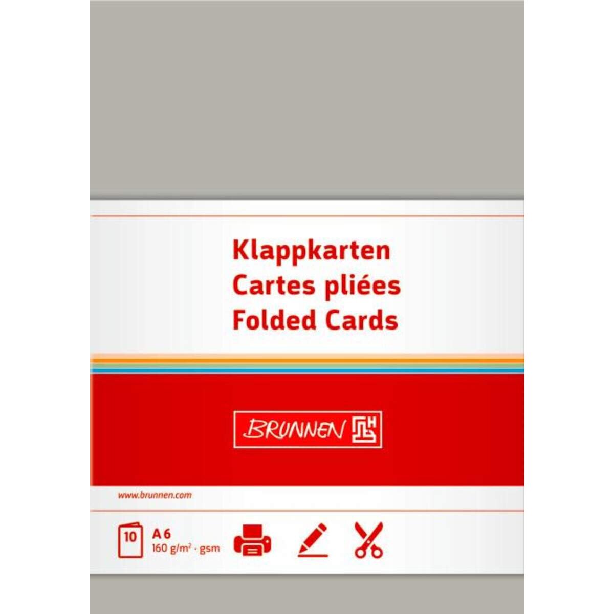 BRUNNEN Doppelkarte A6 160g grau 10Karten