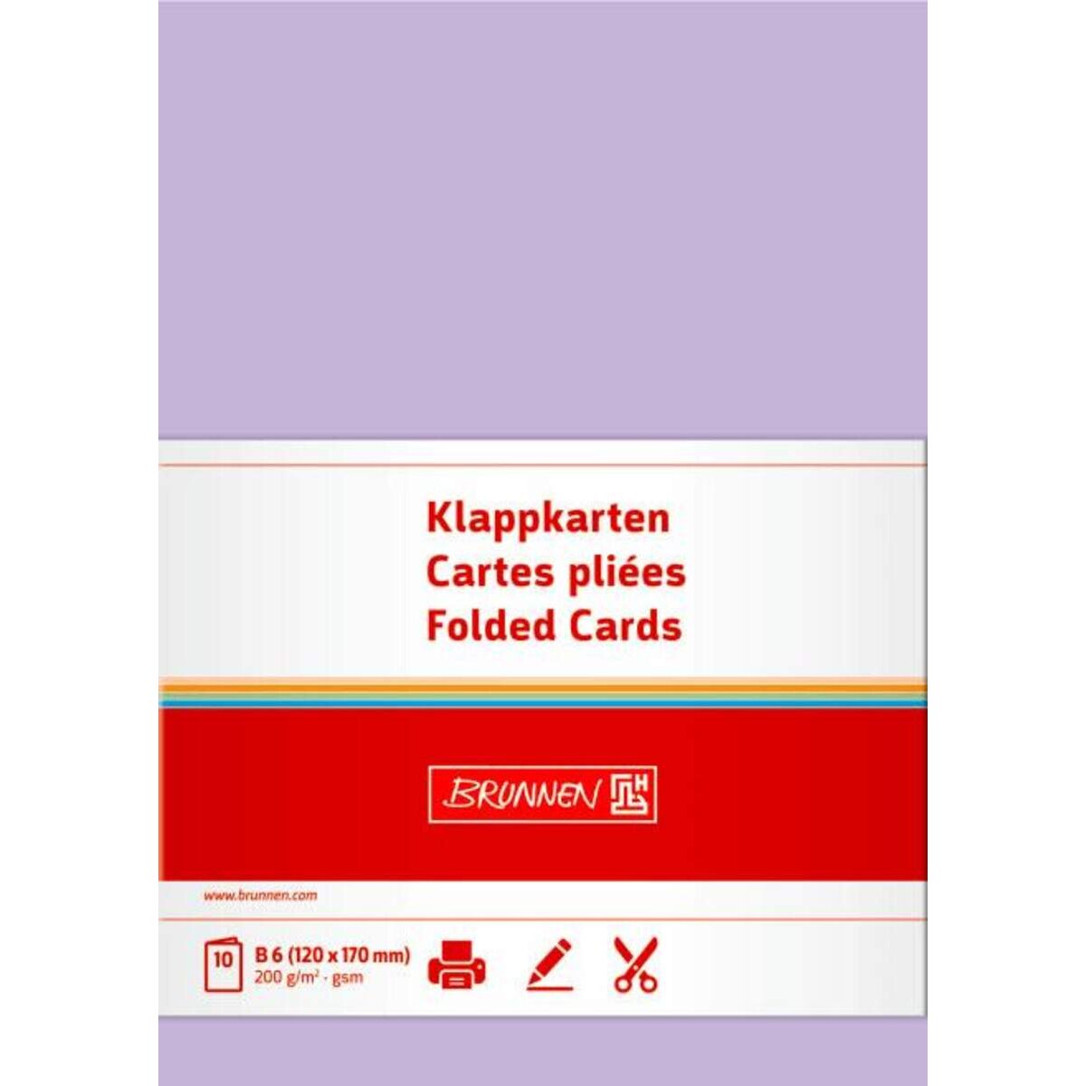 BRUNNEN Doppelkarte B6 200g flieder 10Karte