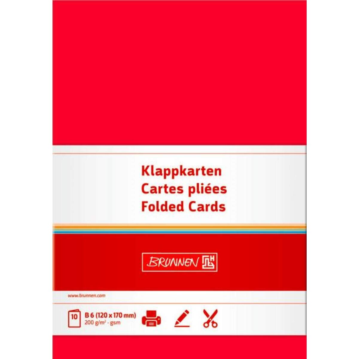 BRUNNEN Doppelkarte B6 200g mittelrot 10Karten