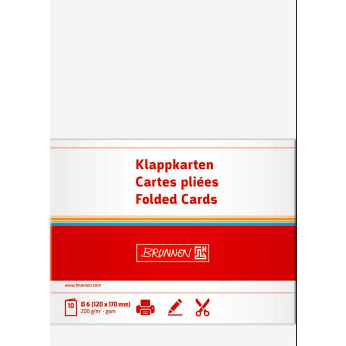 BRUNNEN Doppelkarte B6 200g weiß 10 Karten