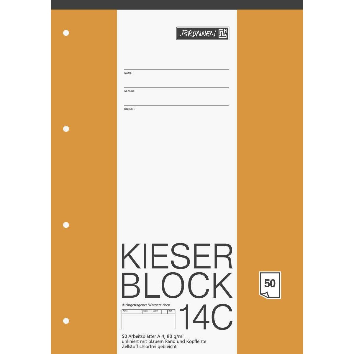 BRUNNEN Kieser-Block A4, 50 Blatt, gelocht, Lineatur 20, blanko
