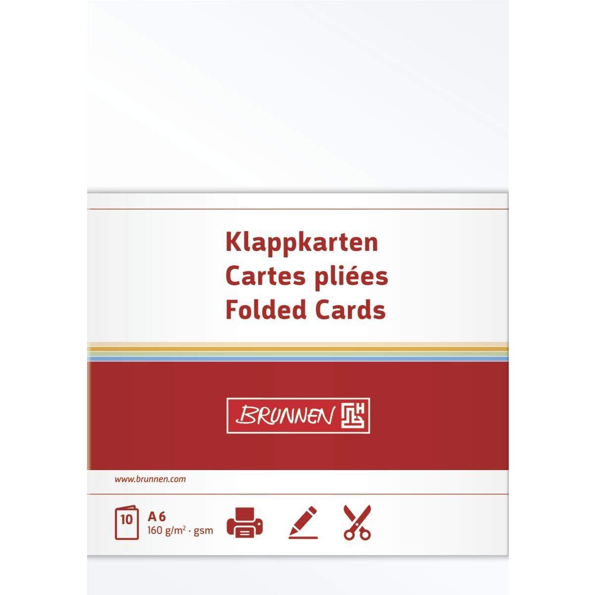 BRUNNEN Klappkarte, perlweiß, 160g/m², A6, 10 Karten