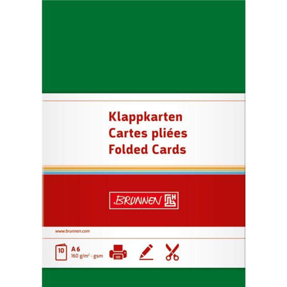 BRUNNEN Klappkarten dunkelgrün, 160g/m², A6, 10 Karten