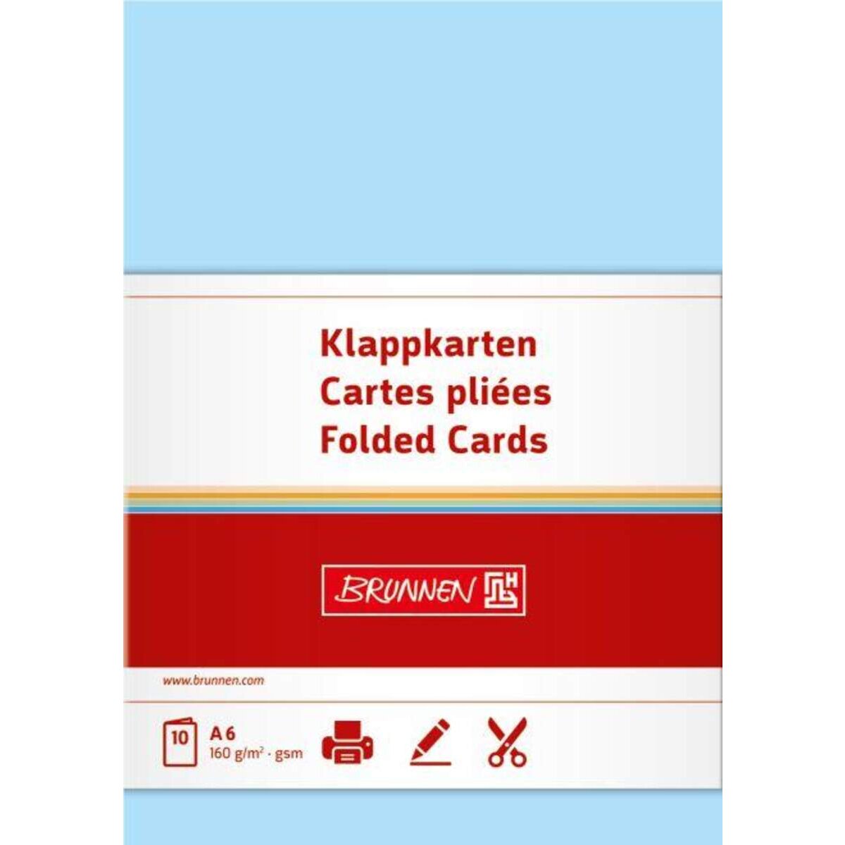 BRUNNEN Klappkarten hellblau, 160g/m², A6, 10 Karten