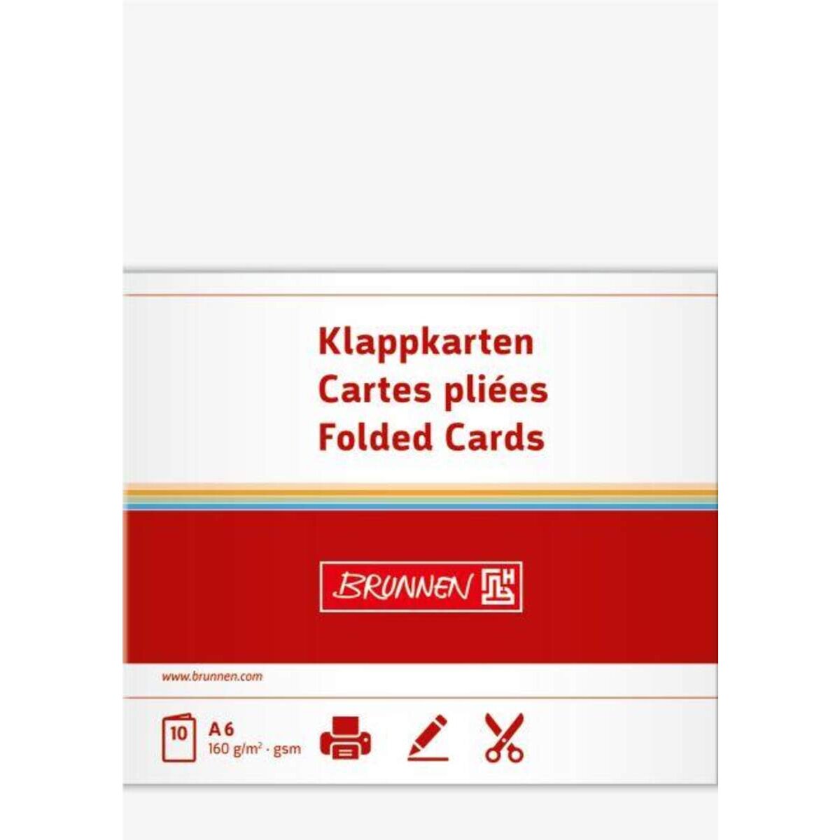 BRUNNEN Klappkarten weiß, 160g/m², A6, 10 Karten