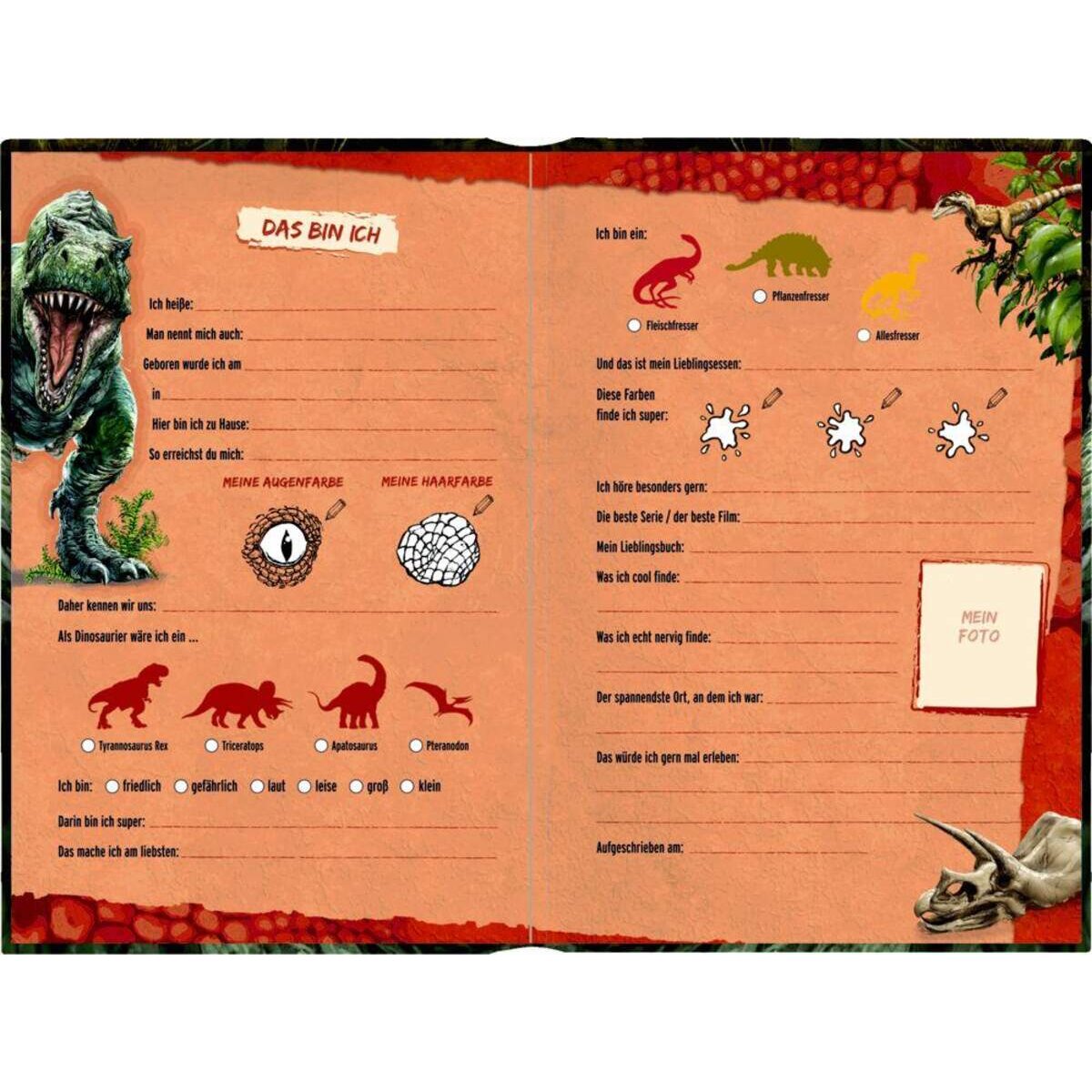 Coppenrath Verlag Freundebuch: Meine Freunde T-Rex World (mit Wendepailletten)