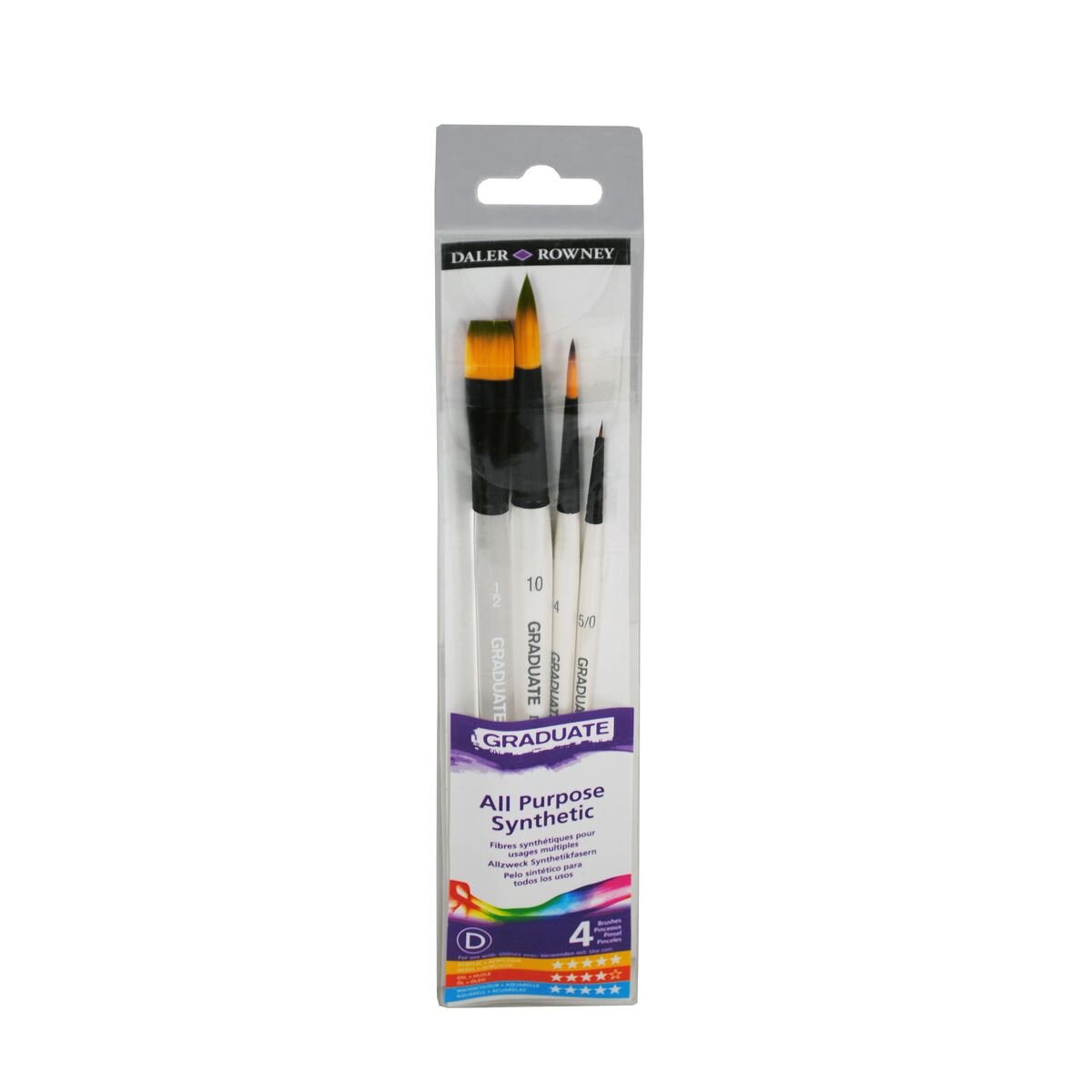 Daler-Rowney Graduate Pinselset 4er Set, kurzstielig, Synthetik