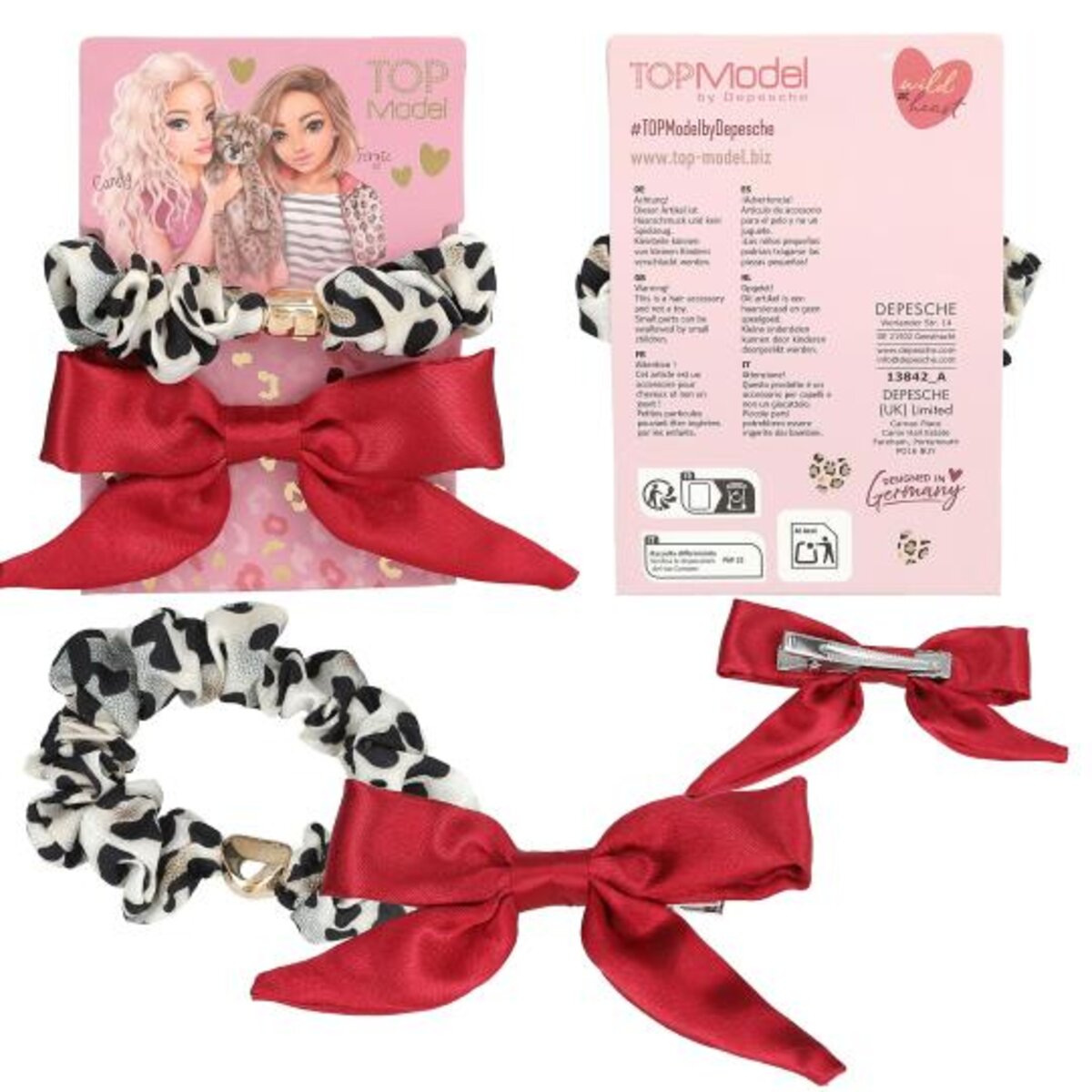 Depesche TOPModel Haarclip Schleife und Scrunchie Set LEOHEART, 2-fach sortiert