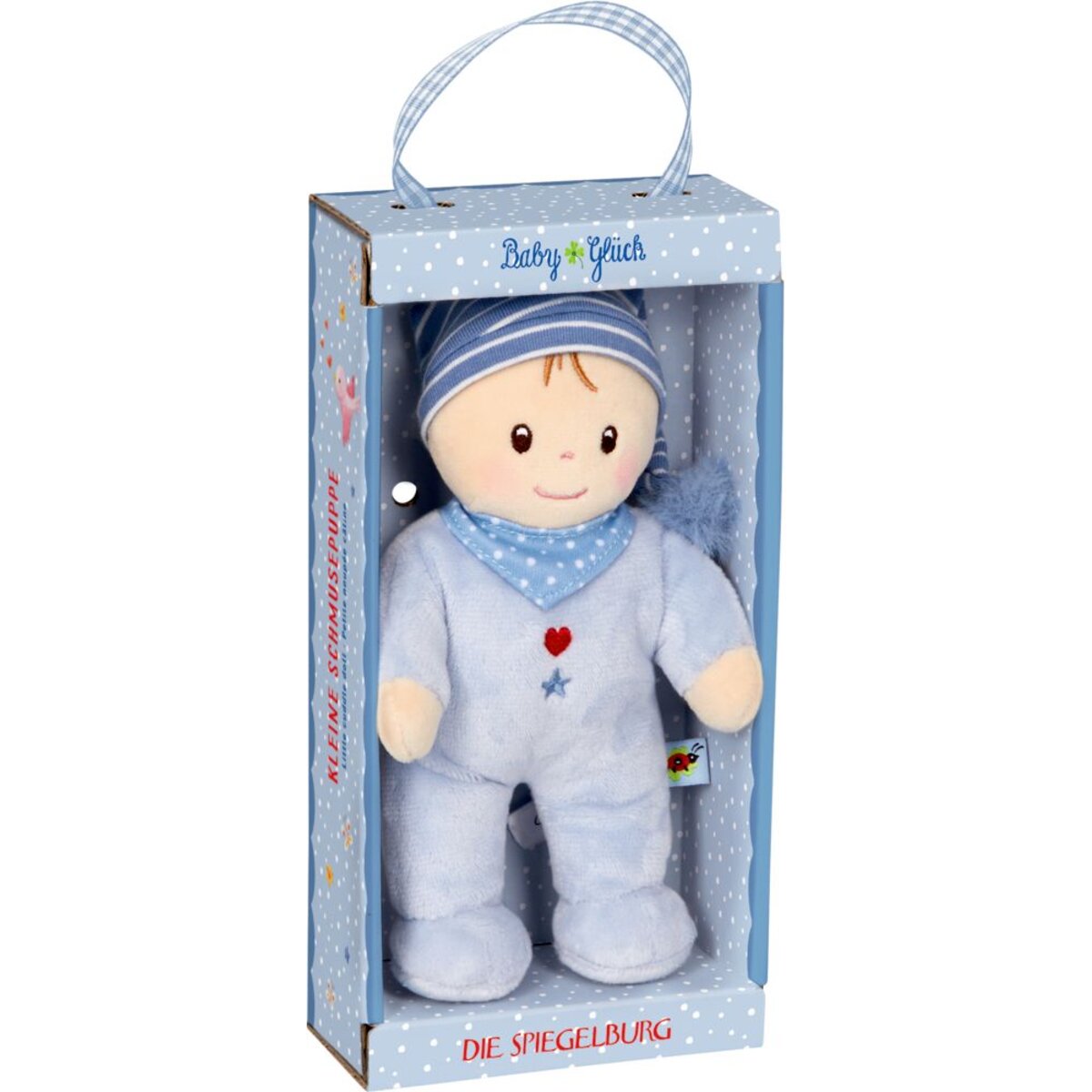 Die Spiegelburg Kleine Schmusepuppe, hellblau - BabyGlück
