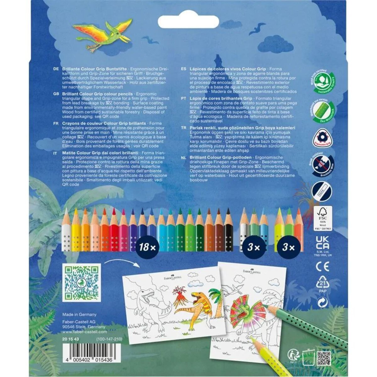 Faber-Castell Buntsti ft ColourGrip Dino 18+6