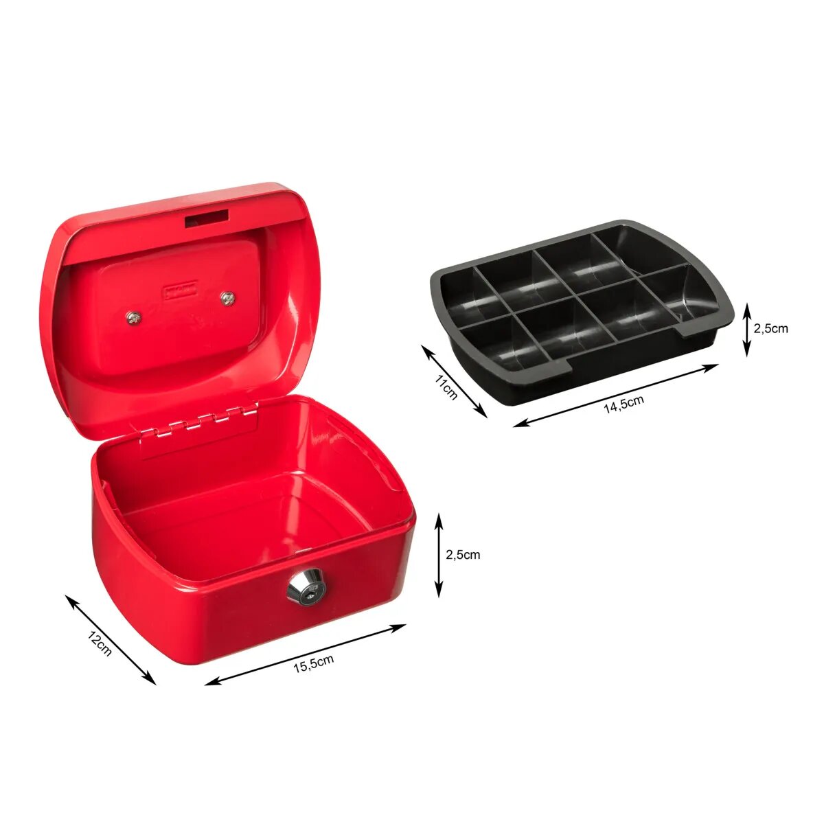 Idena Geldkassette 6", 155 x 120 x 90 mm, rot