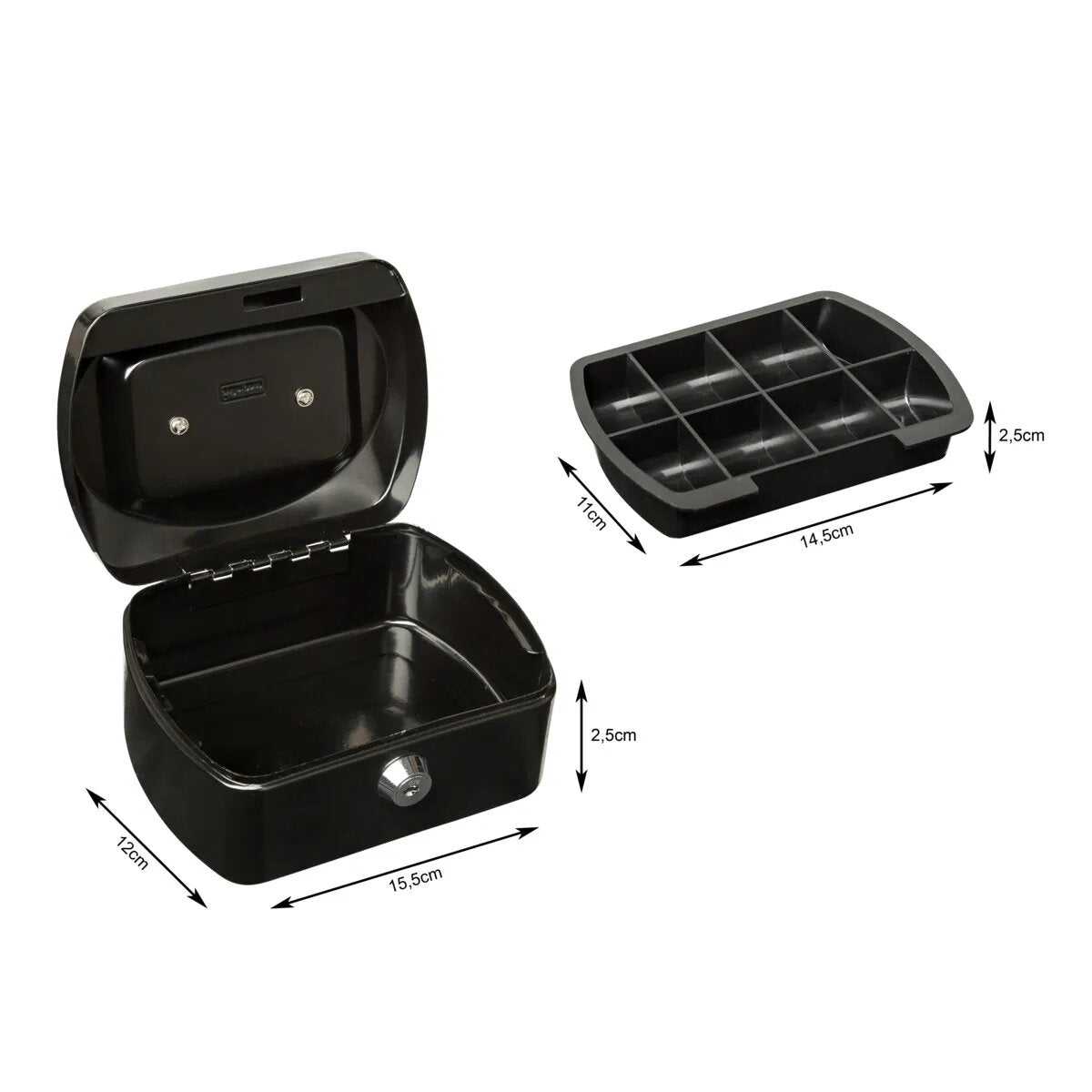Idena Geldkassette 6", 155 x 120 x 90 mm, schwarz