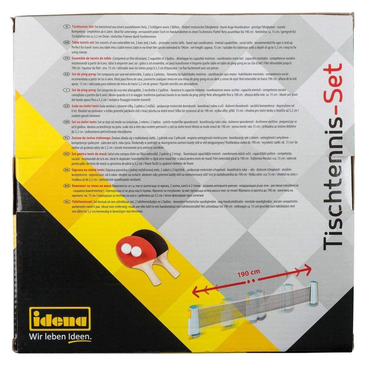 Idena Tischtennis-Set Netz, 2 Schläger, 2 Bälle