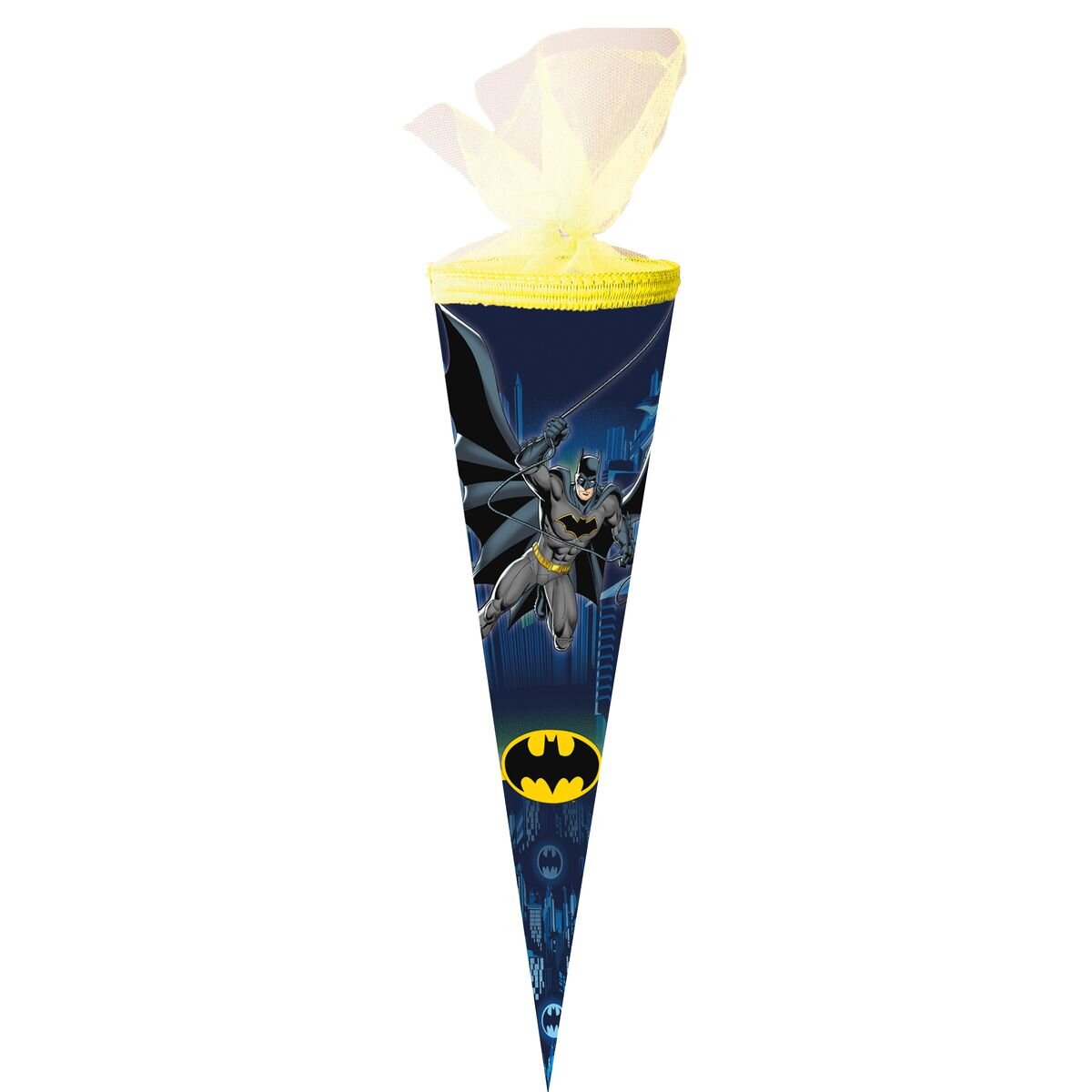 Nestler Schultüte, 50cm, rund, Motiv: Warner Bros. "Forever Badman", Tüllverschluss