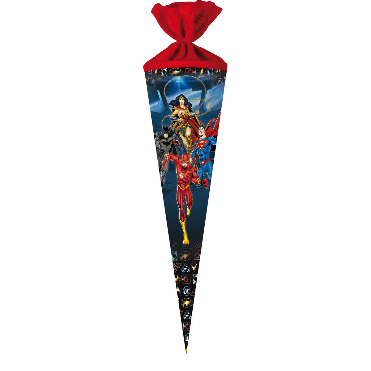 Nestler Schultüte 70 cm rund Motiv: Warner Bros. "Justice League " Filzverschluss