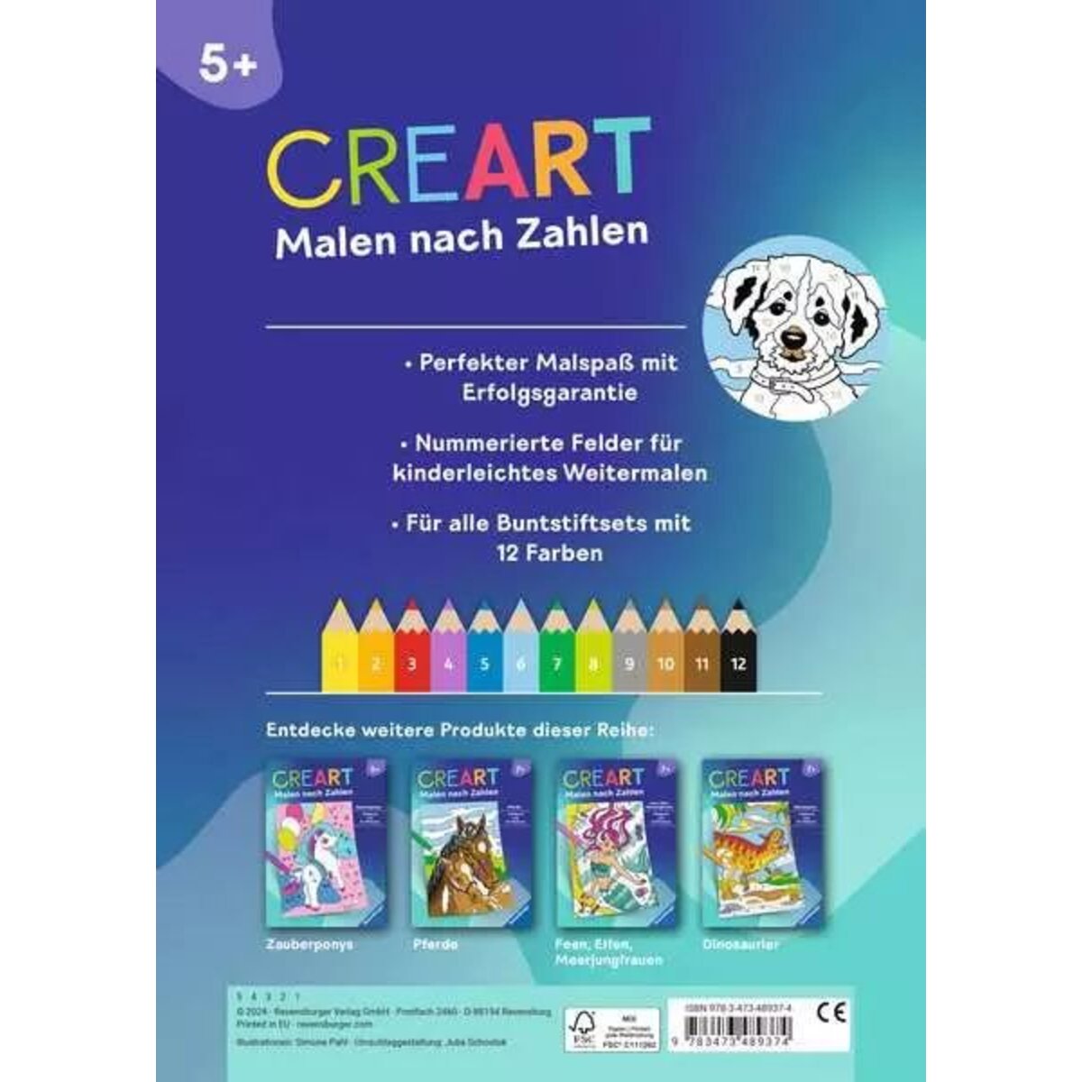 Ravensburger CreArt Malen nach Zahlen ab 5: Tierkinder