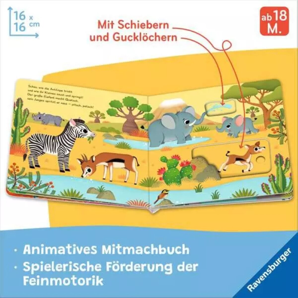 Ravensburger Kinderbuch Mein Schiebe-Mitmachbuch Wilde Tiere