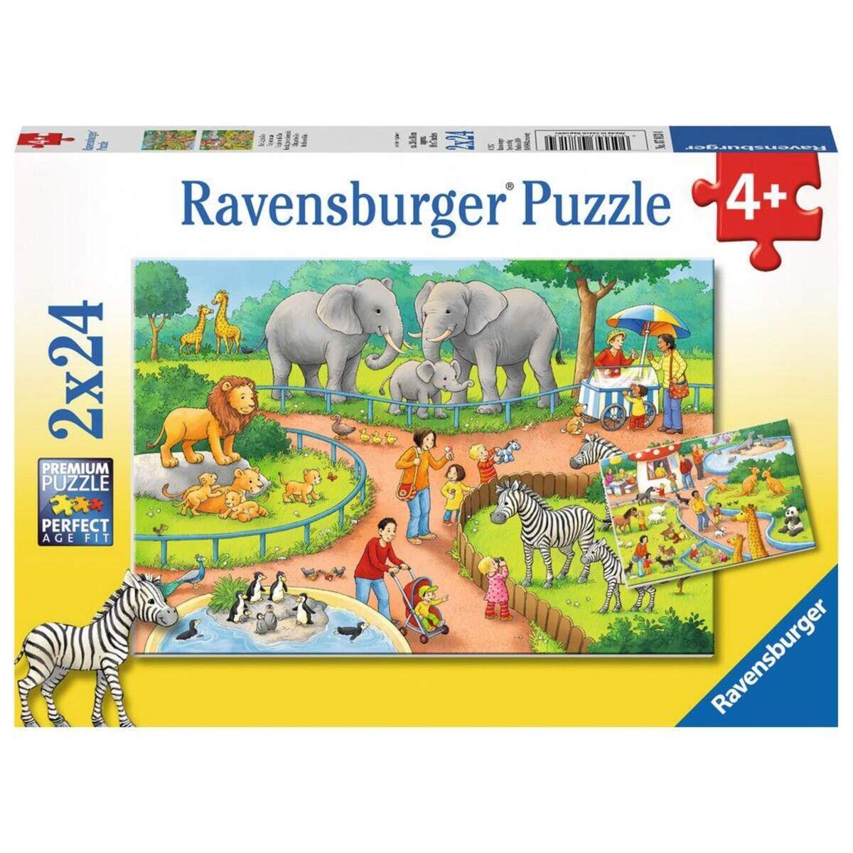 Ravensburger Puzzle Ein Tag im Zoo, 2x24 Teile