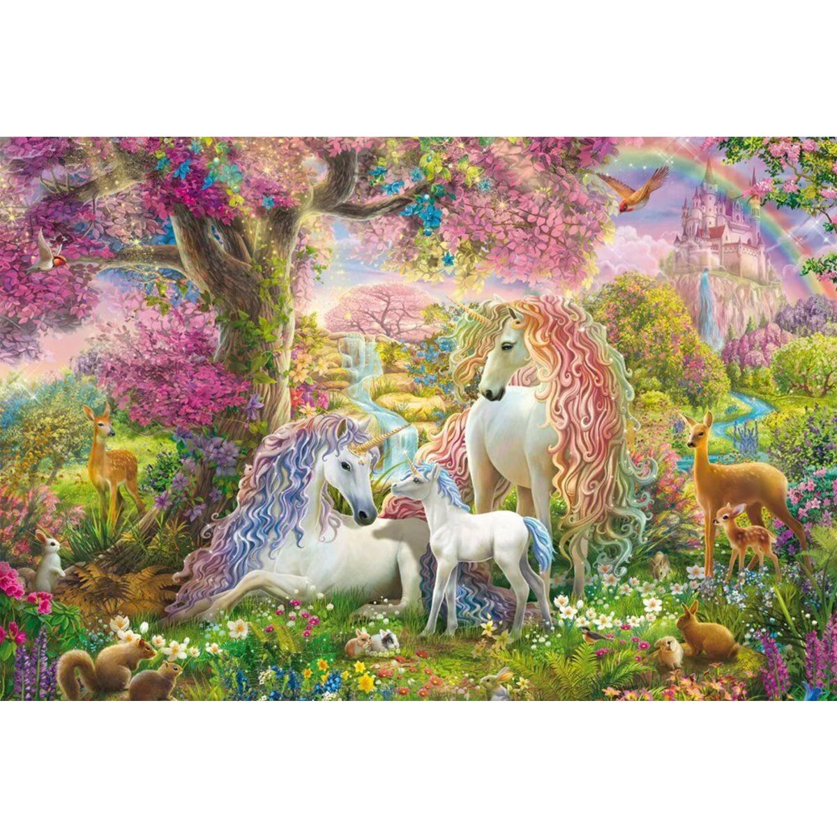 Schmidt Spiele Puzzle - Einhornfamilie im Blütenwald, 150 Teile