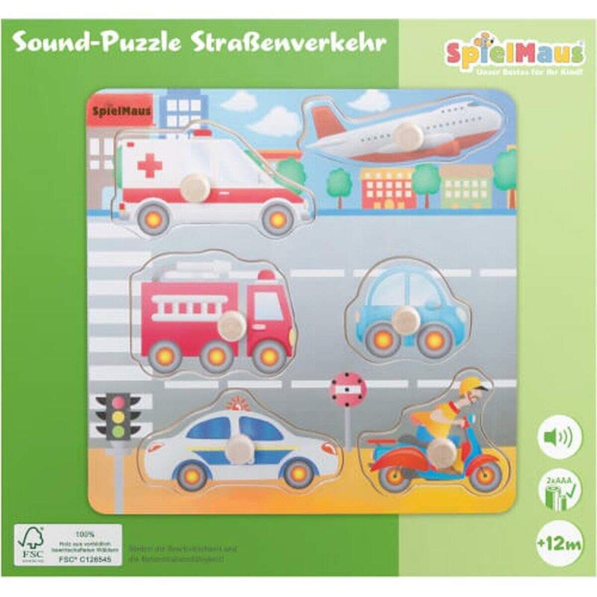 SpielMaus Sound Holzpuzzle Straßenverkehr