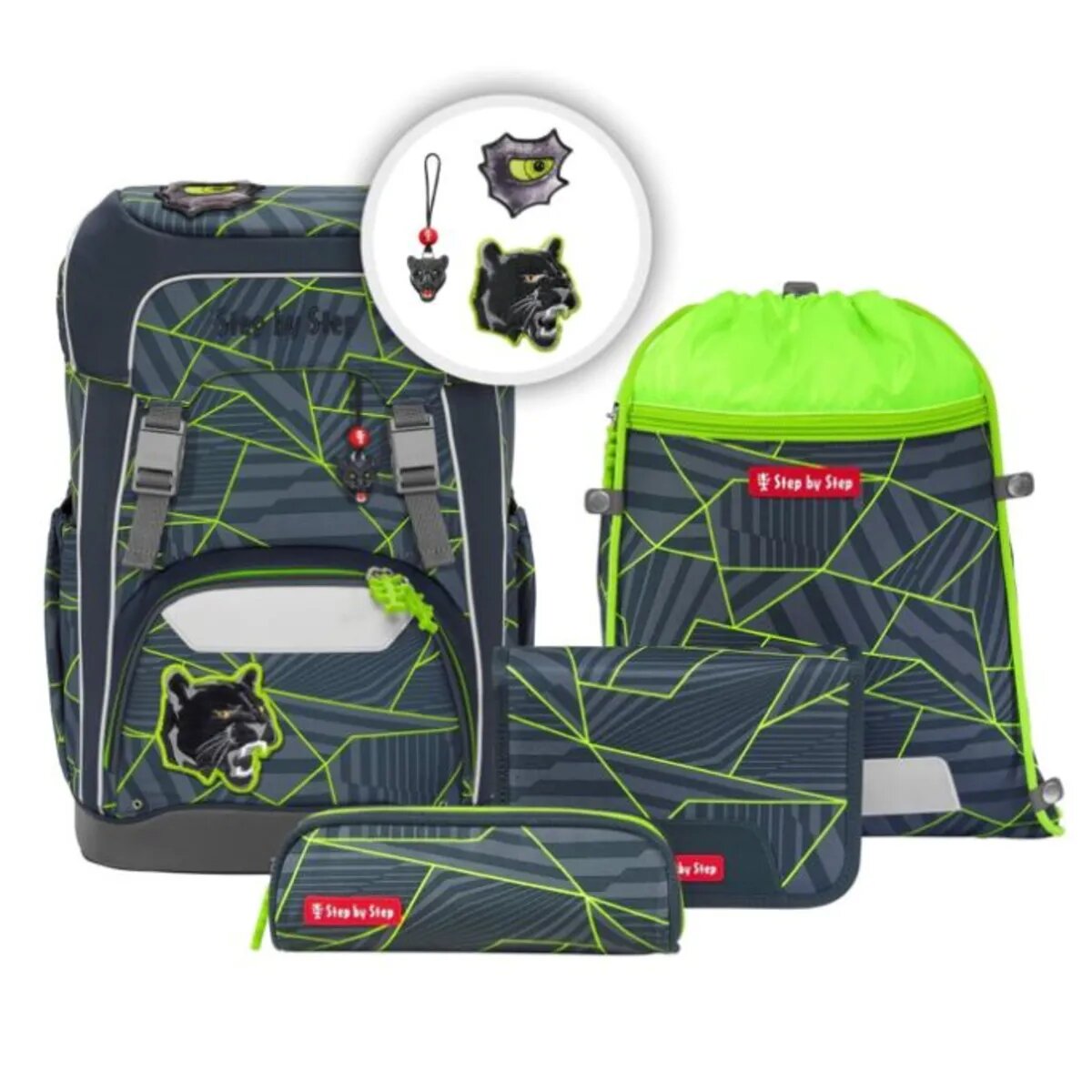 Step by Step GIANT Schulrucksack-Set "Dark Cat Chiko", 5-teilig