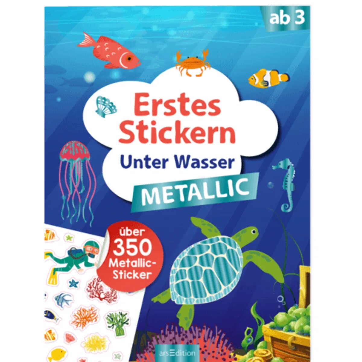ars Edition Erstes Stickern Metallic – Unter Wasser