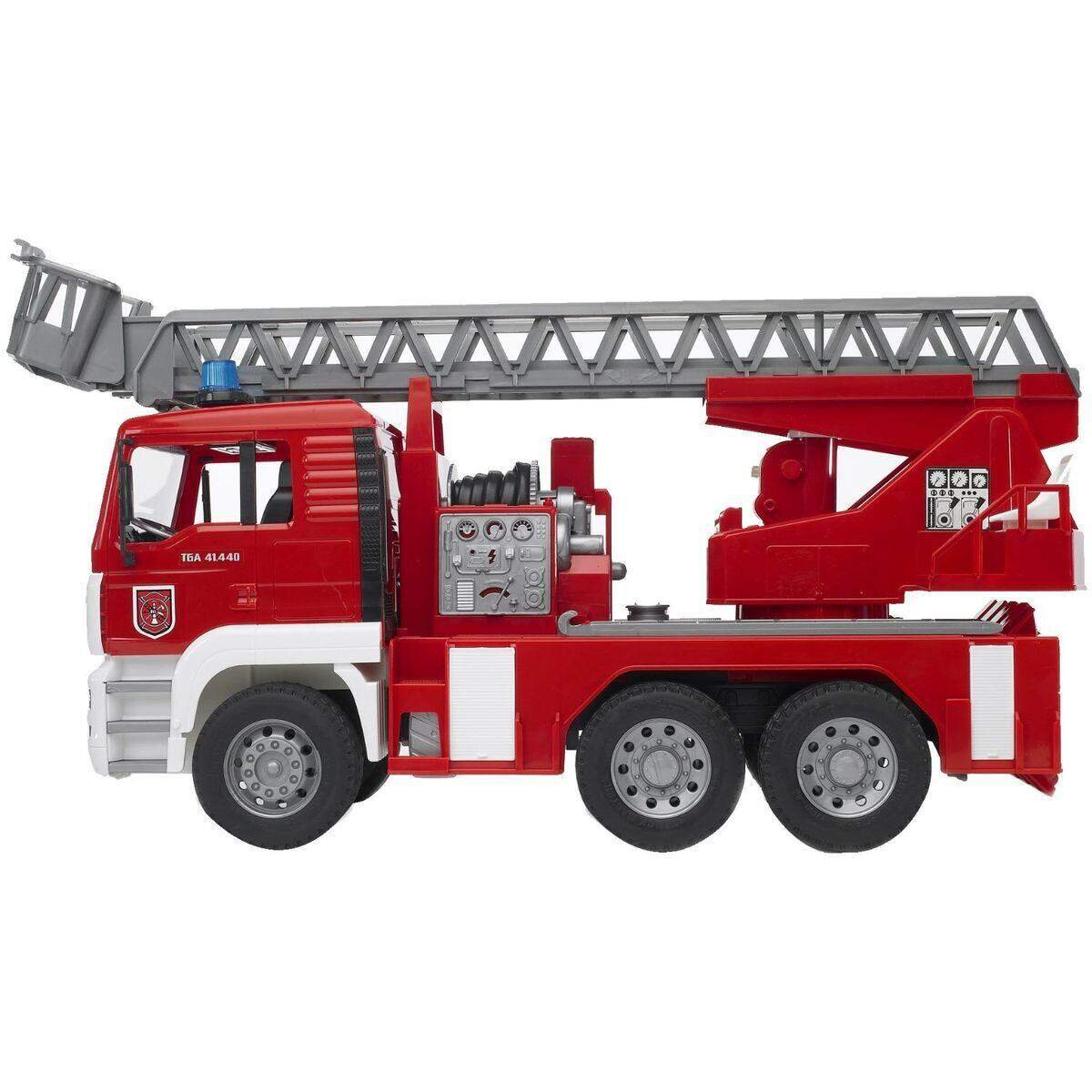 BRUDER® 02771 MAN TGA Feuerwehr mit Drehleiter, Wasserpumpe und Light and Sound Module(trucks) inkl. Batterie