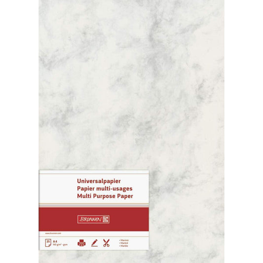 BRUNNEN Briefbogen Marmor, grau, 80g/m², A4, 50 Bogen