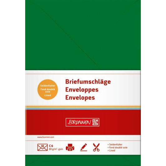 BRUNNEN Briefumschläge dunkelgrün, 80g/m², C6, 10 Stück