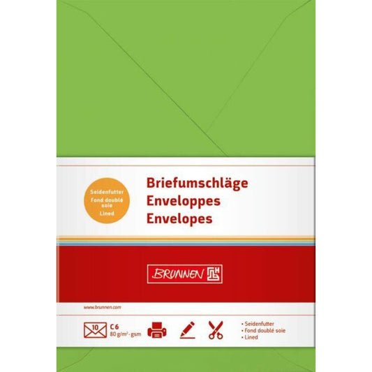 BRUNNEN Briefumschläge hellgrün, 80g/m², C6, 10 Stück