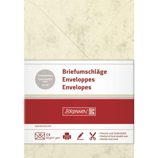 BRUNNEN Briefumschlag Marmor chamois, C6, 10 Stück