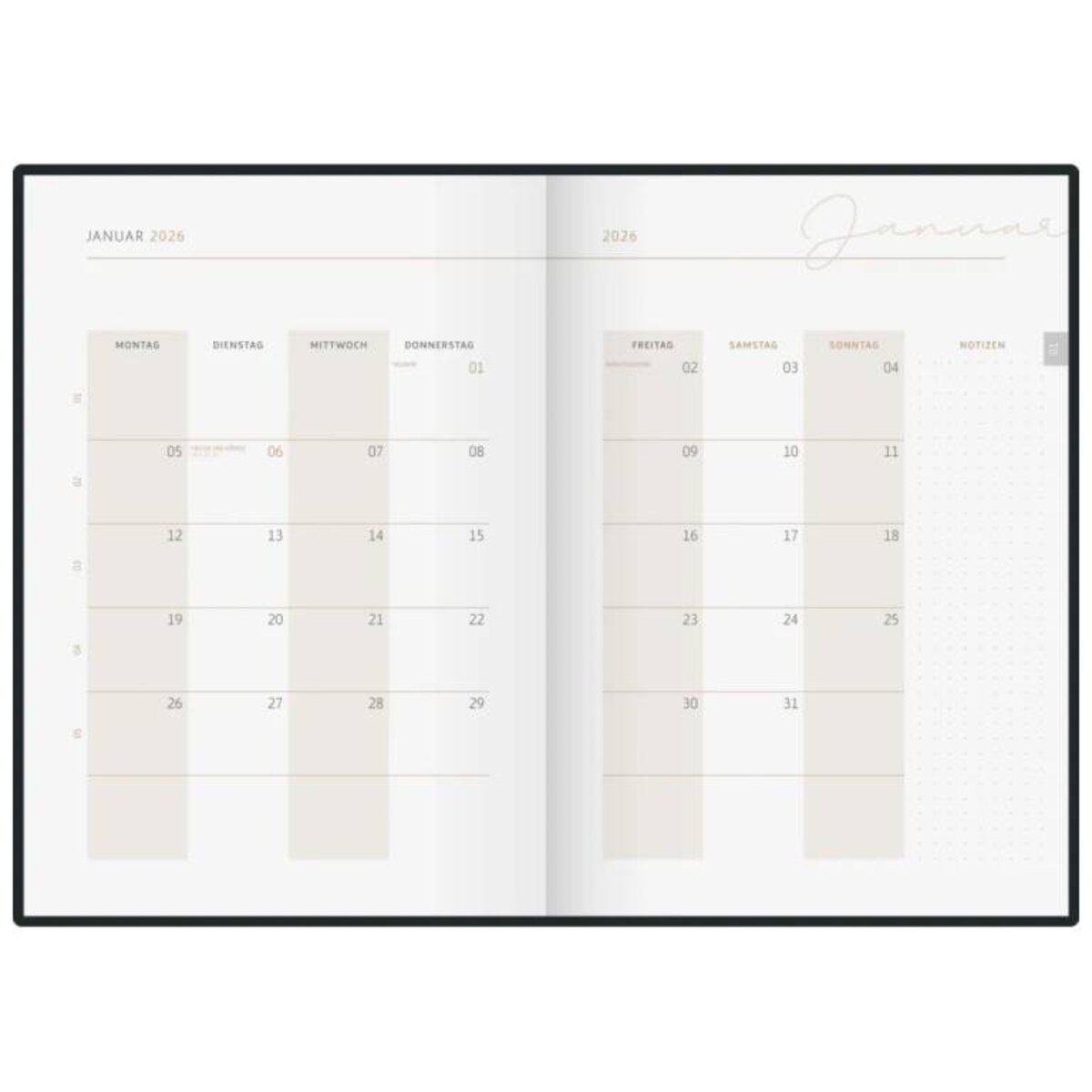 BRUNNEN Buchkalender Premium Young Line Jahr 2026 Monstera A5 Kunstleder