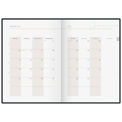 BRUNNEN Buchkalender Premium Young Line Jahr 2026 Monstera A5 Kunstleder