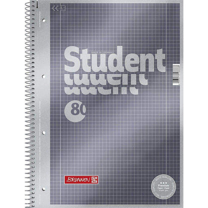 BRUNNEN Collegeblock Student A4 kariert, Lineatur 28 anthrazit-metallic