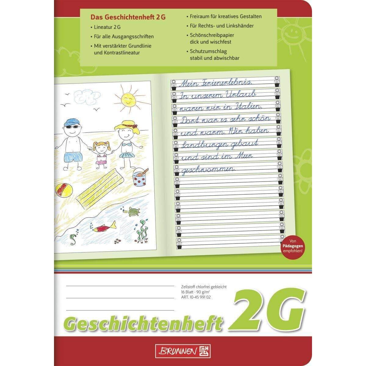 BRUNNEN Geschichtenheft, A5, Liniatur 2G, 16 Blatt