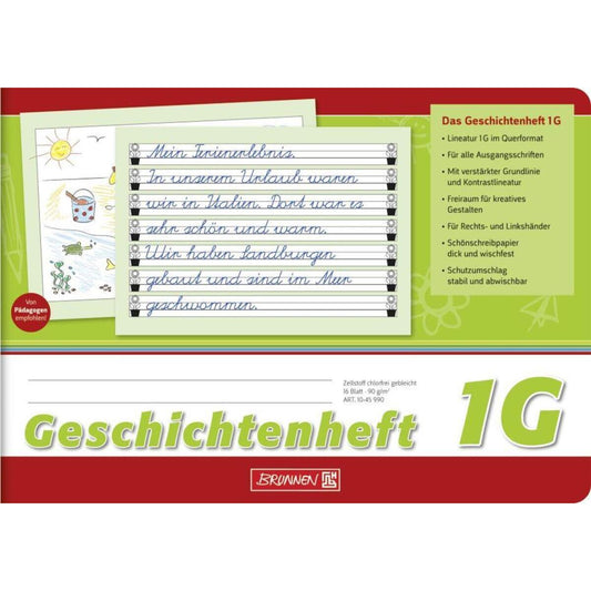 BRUNNEN Geschichtenheft A5 quer, liniert, 16 Blatt