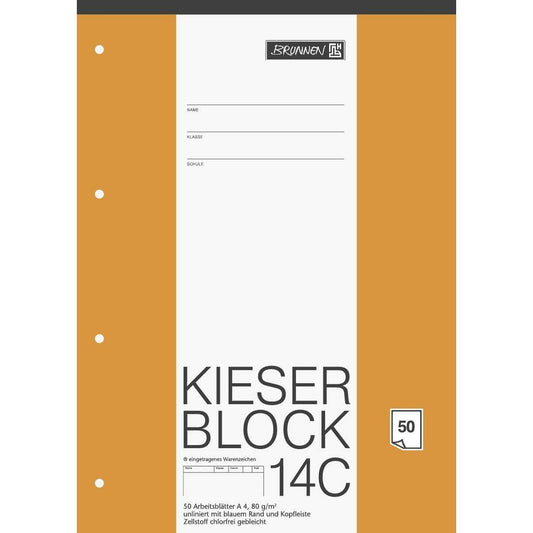 BRUNNEN Kieser-Block A4, 50 Blatt, gelocht, Lineatur 20, blanko