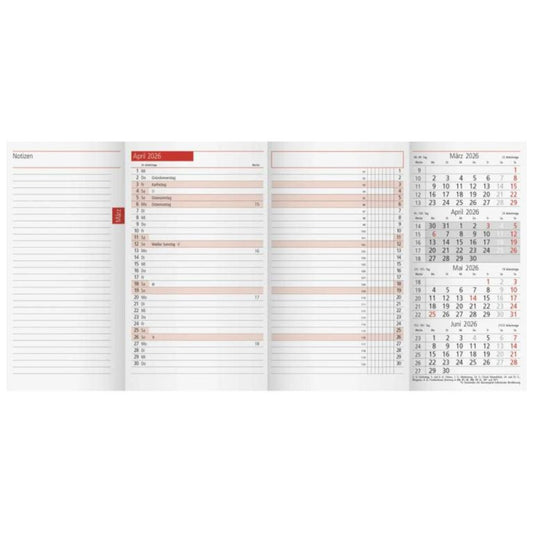 BRUNNEN Monats-Ersatzkalendarium Jahr 2026 87 × 153 mm Karton weiß Mod. TM 12