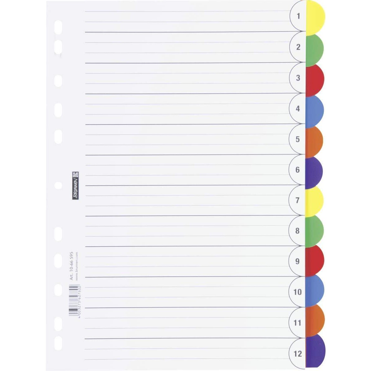 BRUNNEN Ringbuchregister Office to go, A4, 12-teilig, 6 Farben