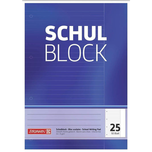BRUNNEN Schulblock A4 Nr. 25 liniert mit weißen breitem Rand