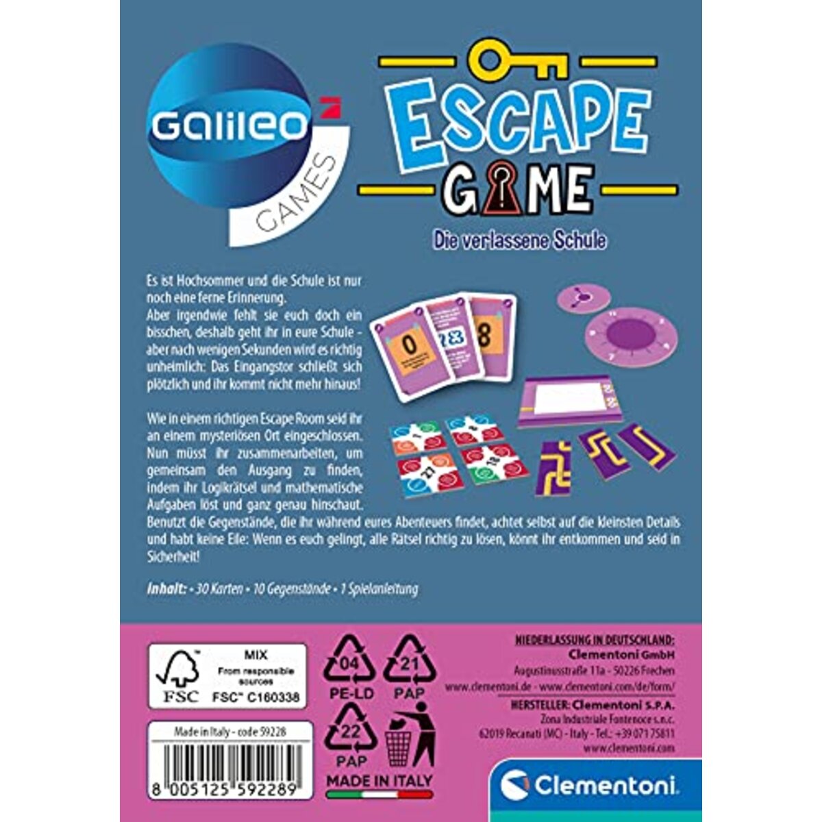 Clementoni Escape Game Galileo Die verlassene Schule